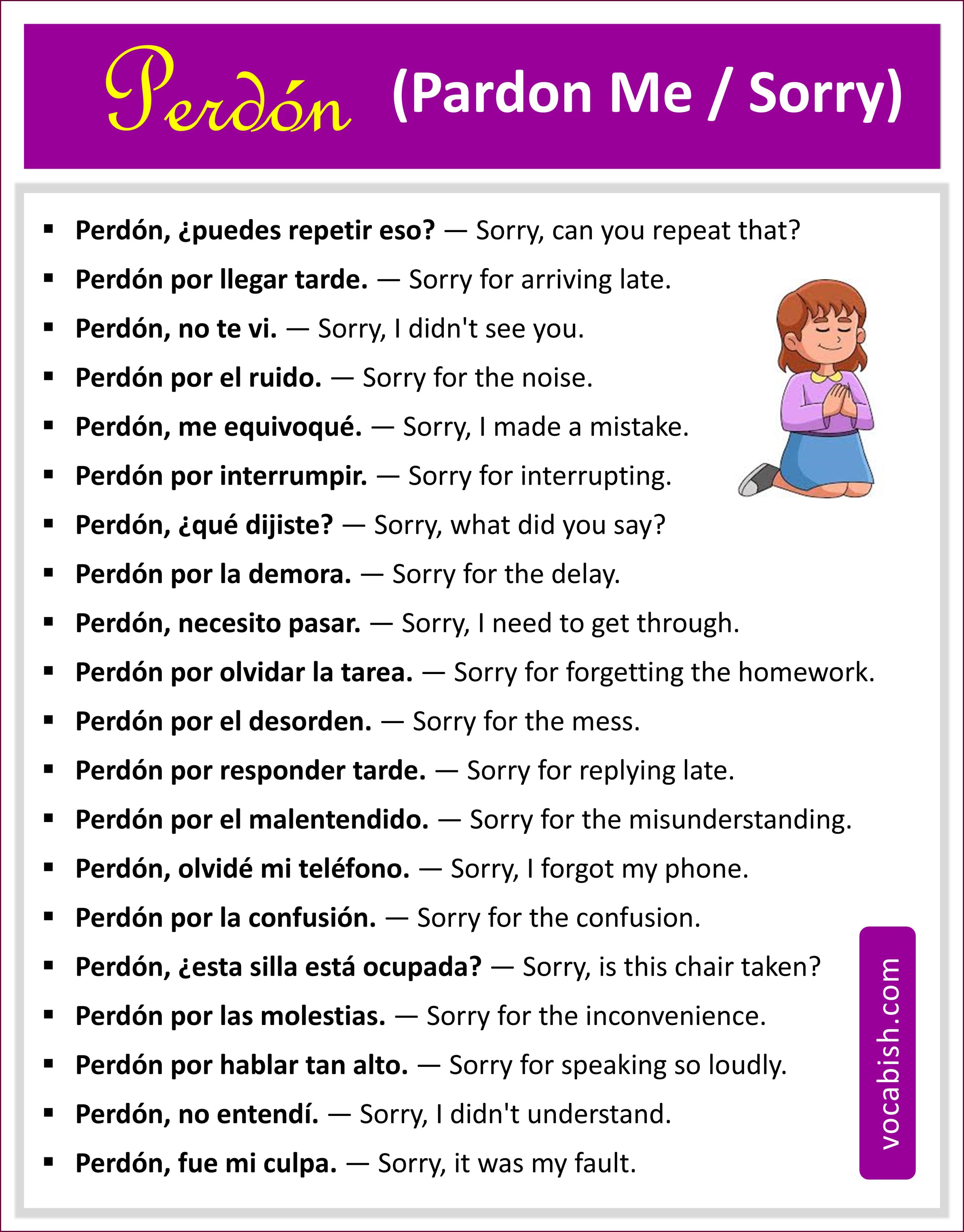 Perdón Examples with English Translation and PDF