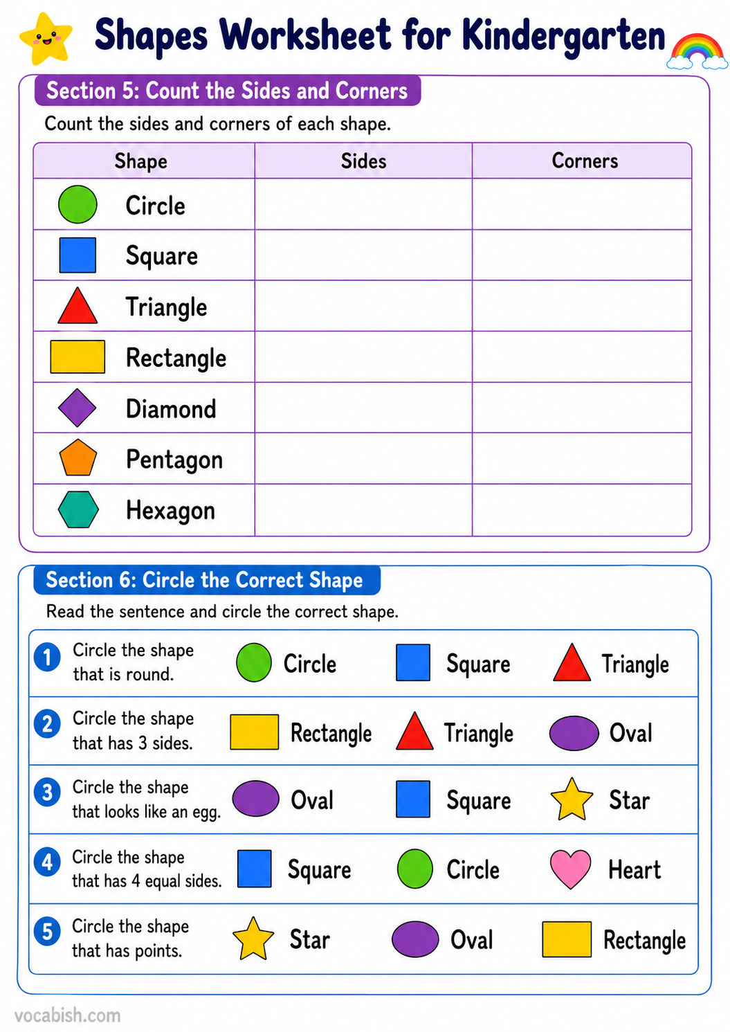 Shapes Worksheet for Kids