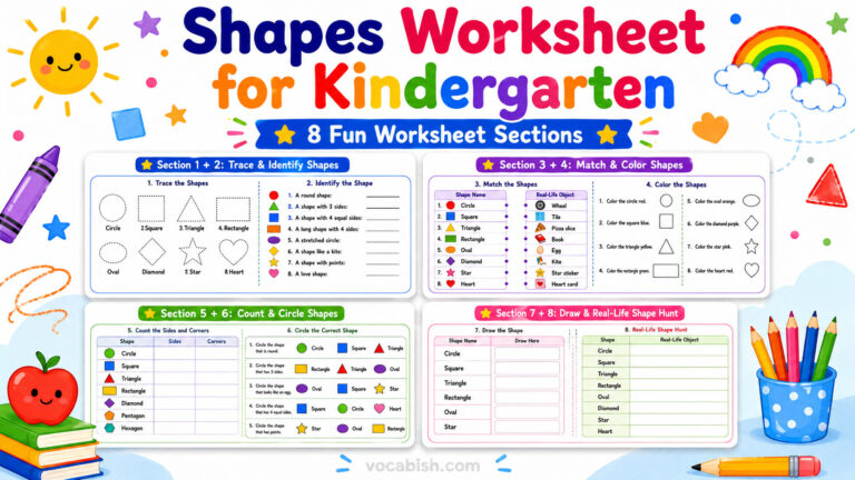 Shapes Worksheet for Kindergarten with Answers and PDF