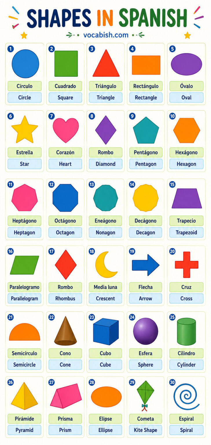Shapes in Spanish: 50+ Shapes Name with Pictures | Vocabish