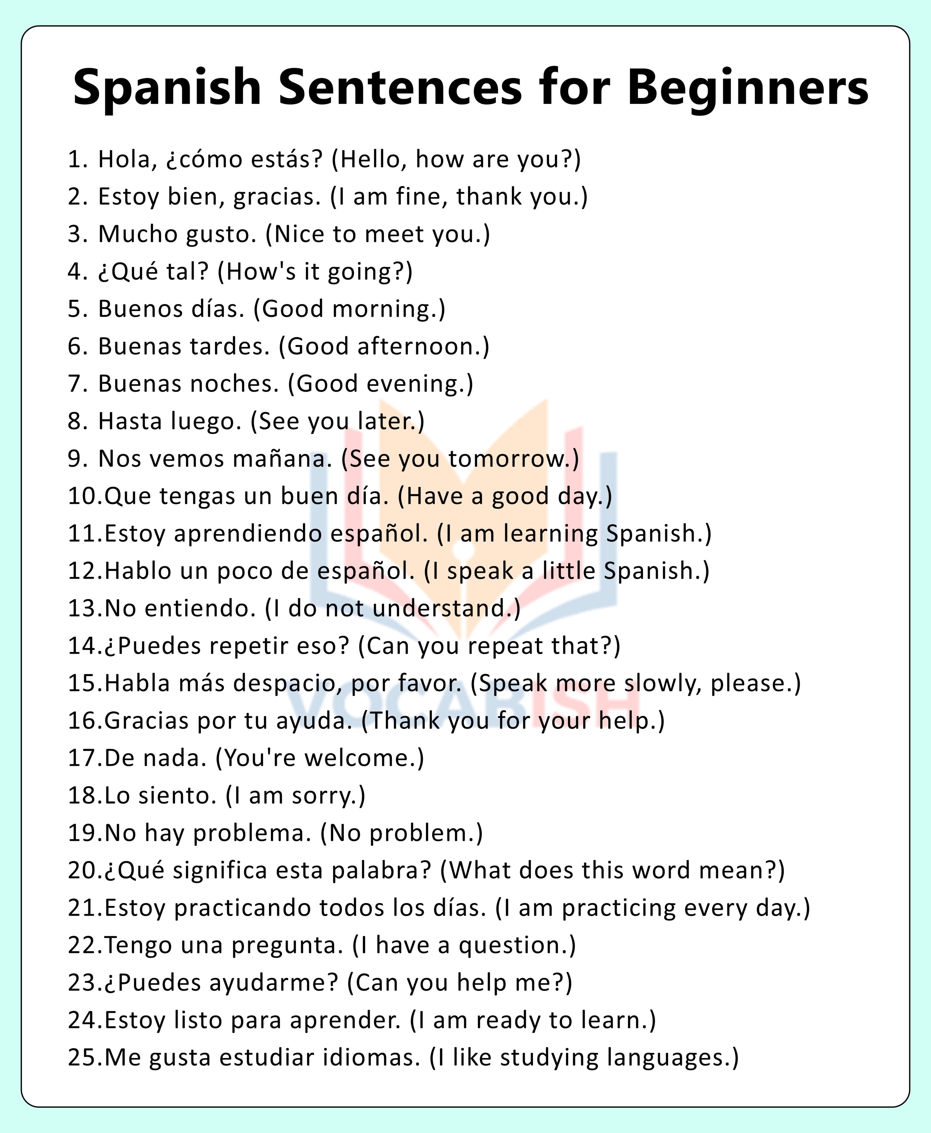 Spanish Sentences for Beginners with PDF