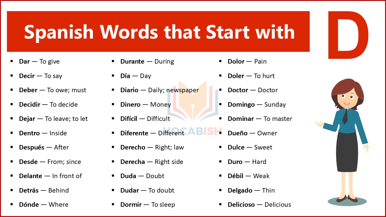 Spanish Words that Start with D with PDF
