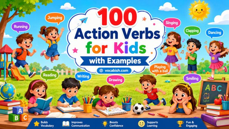 100 Action Verbs for Kids with Meanings and Examples in Sentences