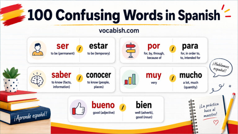 100 Confusing Words in Spanish with Meanings and Usage Guide