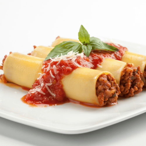 Cannelloni pasta with large tubes designed for filling and baking.