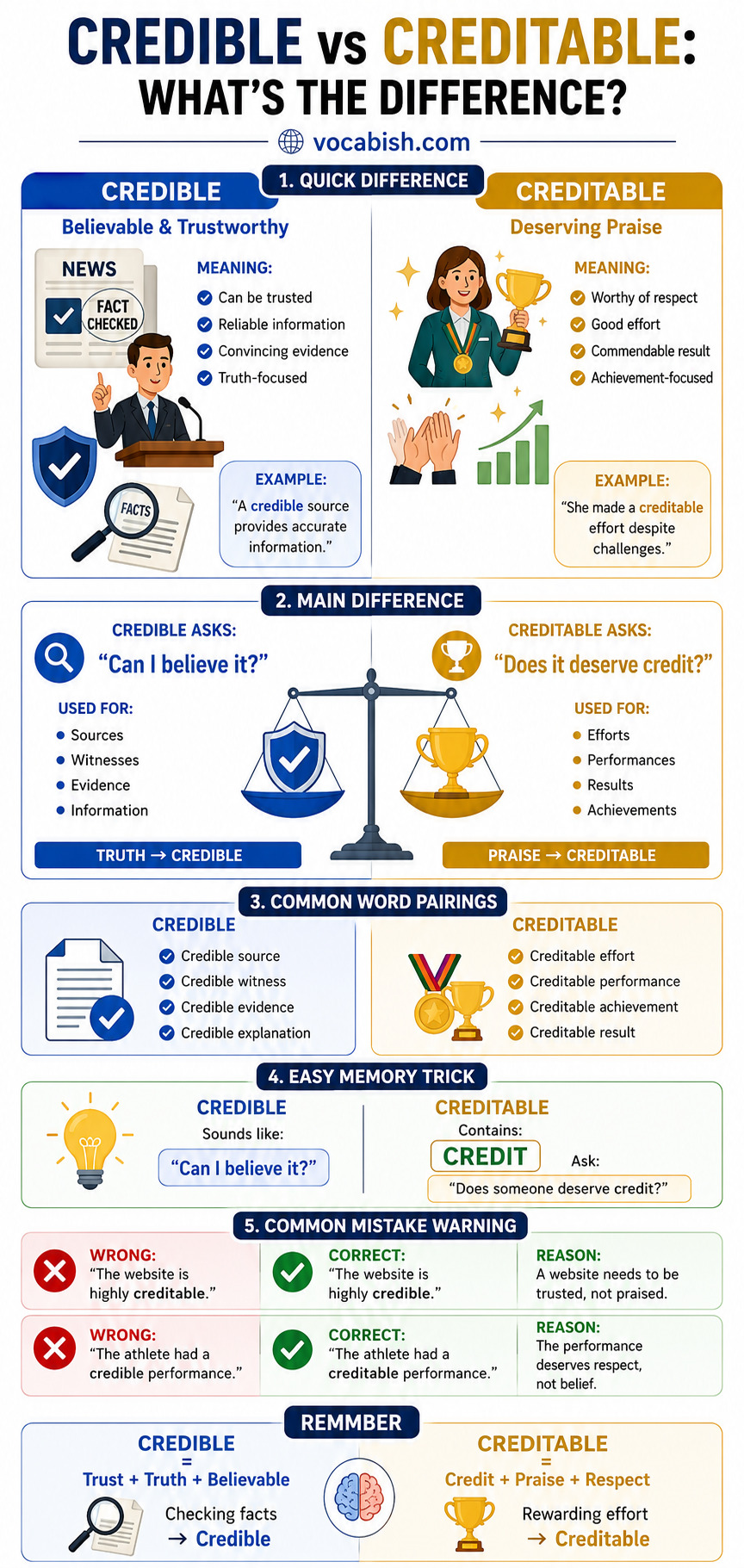 Credible vs Creditable Explained with Definitions, Uses, and Examples in Sentences