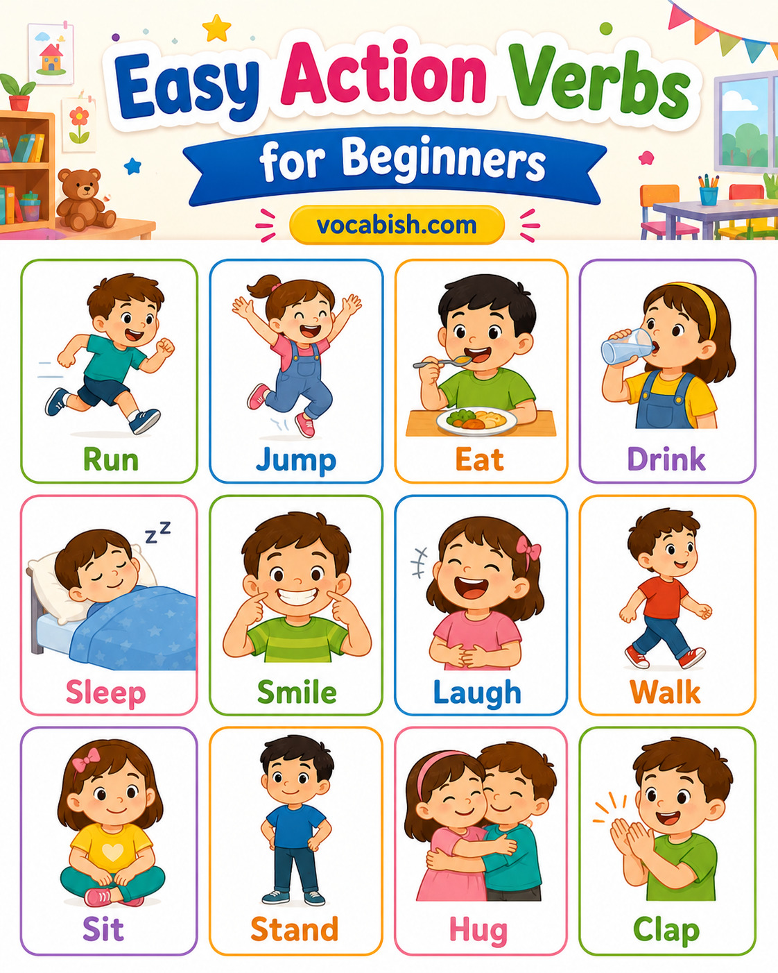 Easy Action Verbs for Beginners and Young Learners