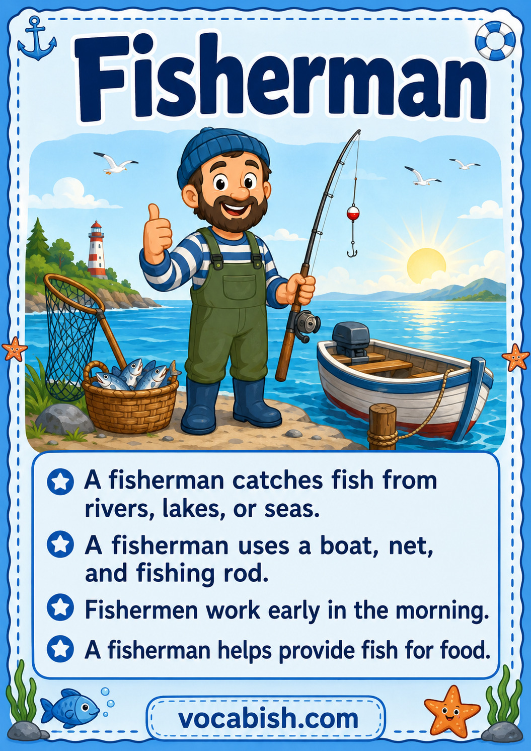 Fisherman Worksheet for Kids