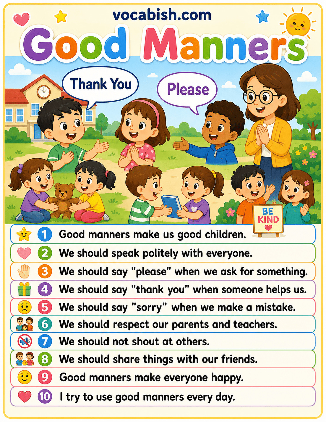 Good Manners Paragraph for Kids in English with PDF
