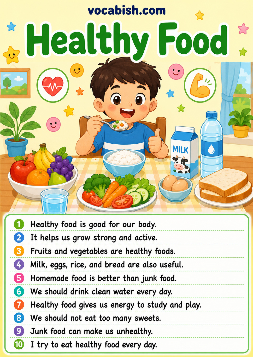 Healthy Food Paragraph for Kids in English