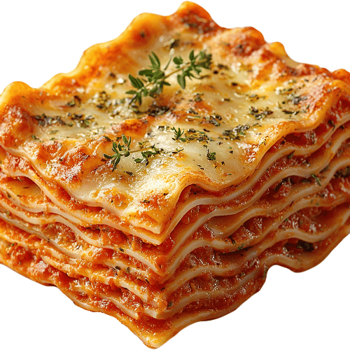 Lasagne pasta with broad, flat rectangular sheets.