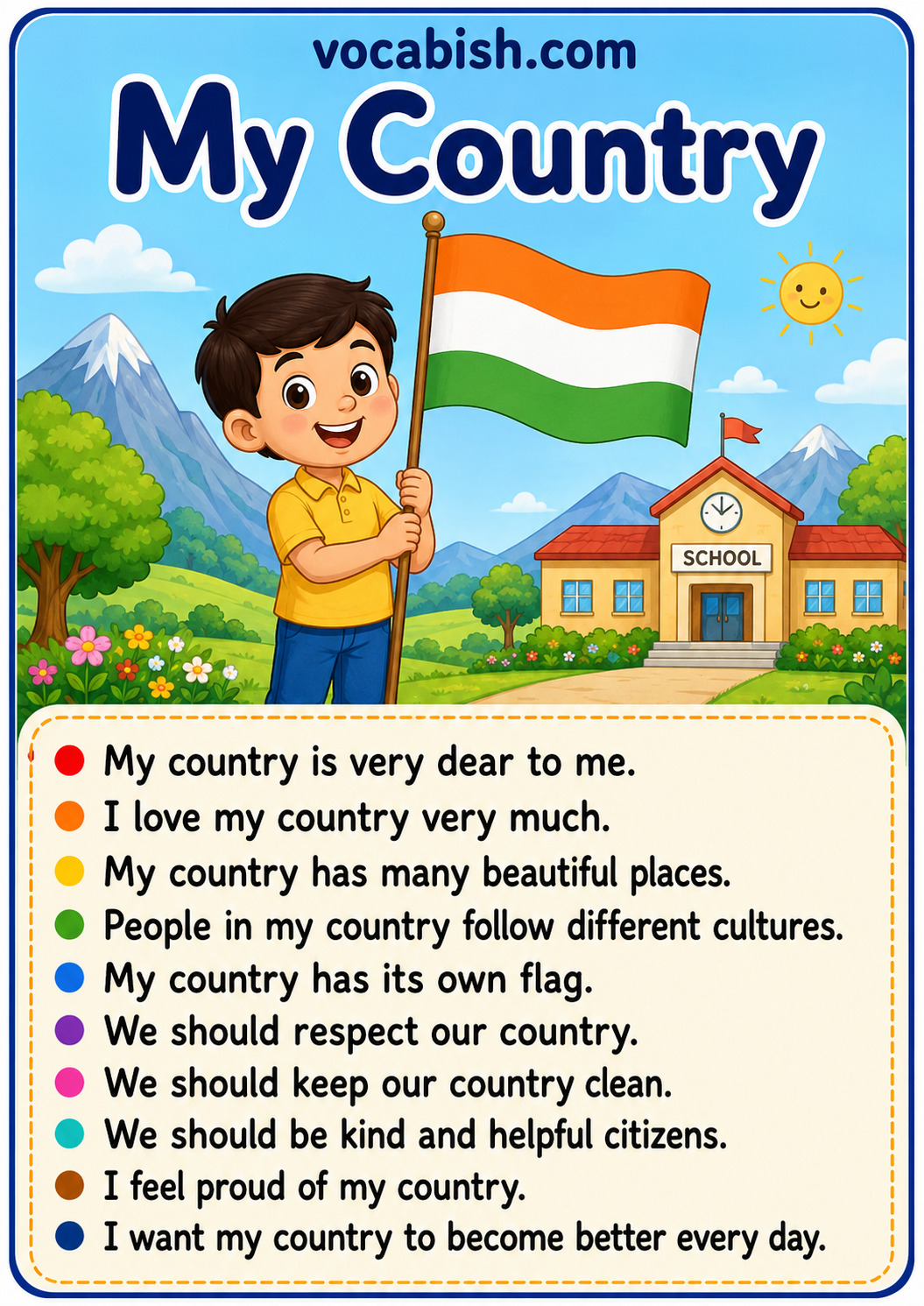 My Country Paragraph for Kids