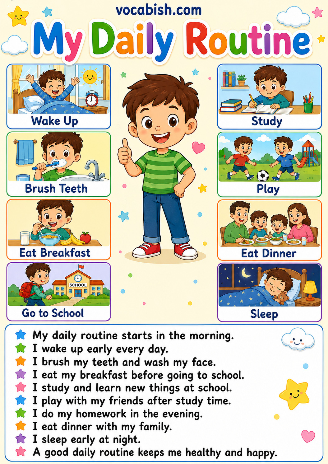 My Daily Routine Paragraph for Kids