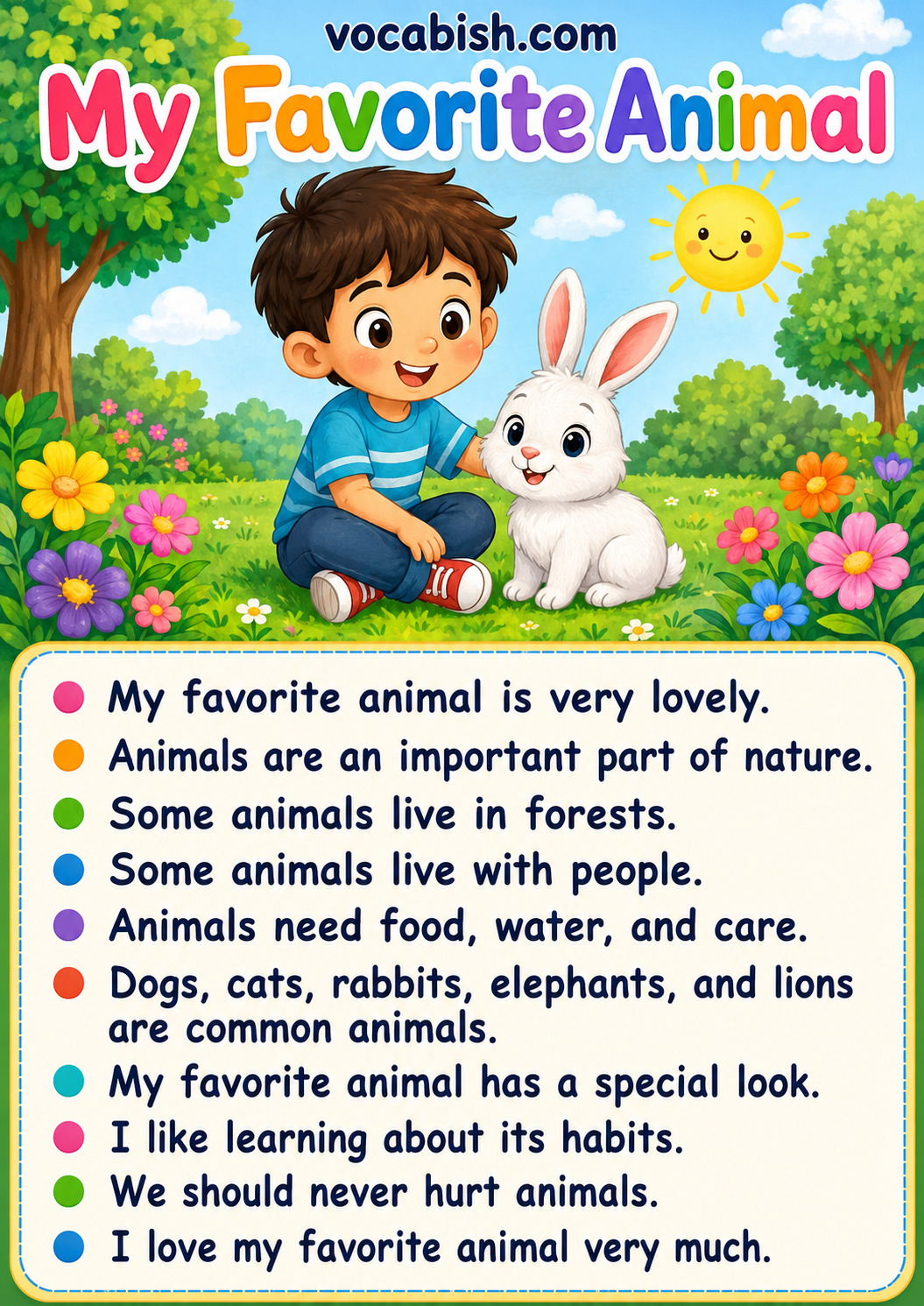 My Favorite Animal Paragraph for Kids