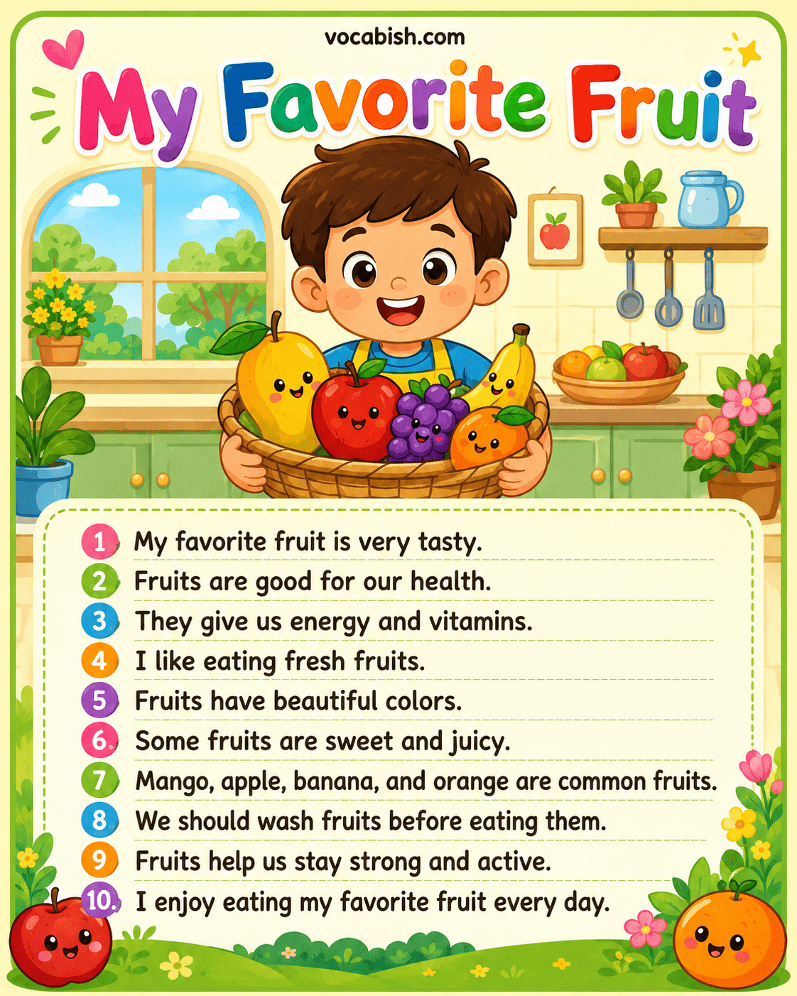 My Favorite Fruit Paragraph for Kids with PDF