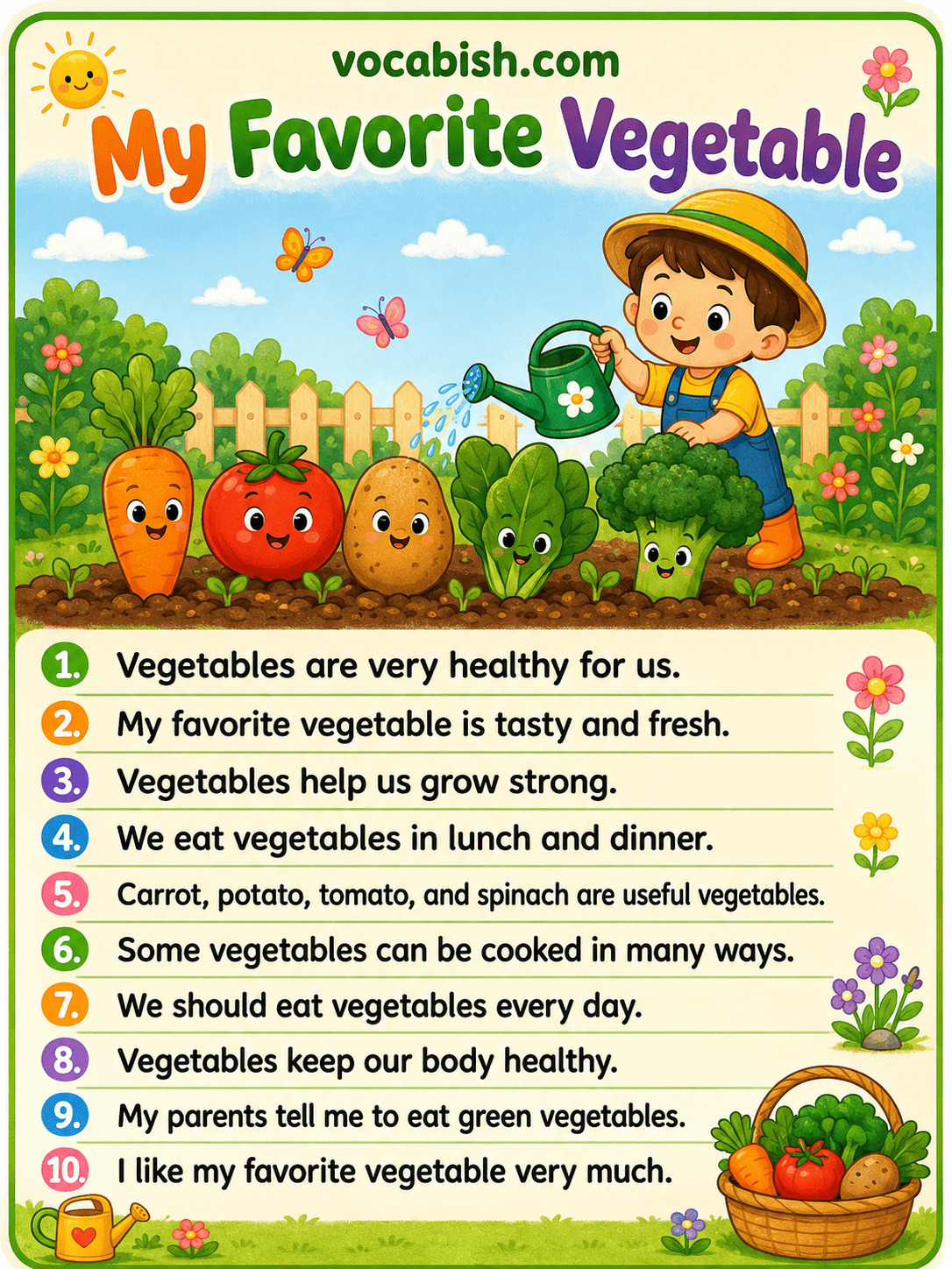 My Favorite Vegetable Paragraph for Kids in English