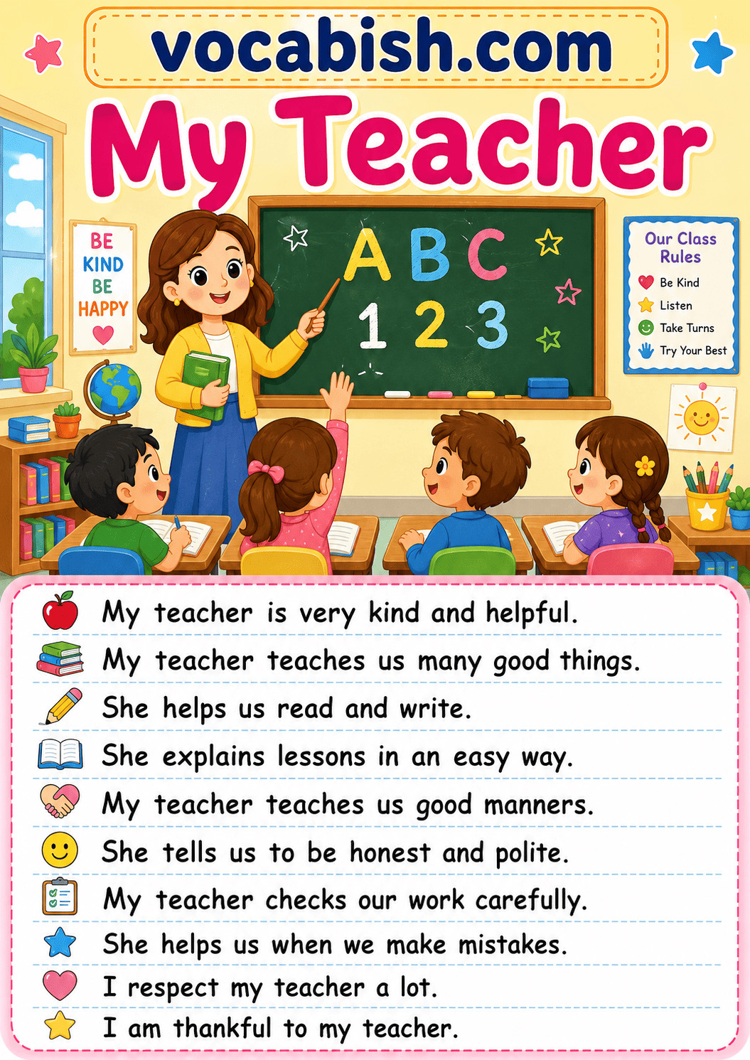 My Teacher Paragraph for Kids in English