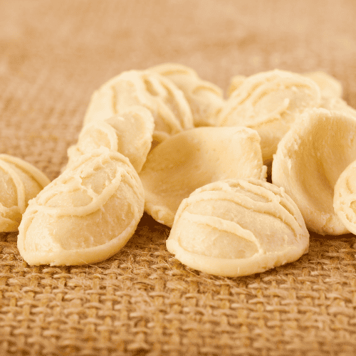 Orecchiette pasta with small, bowl-shaped little ear pieces.
