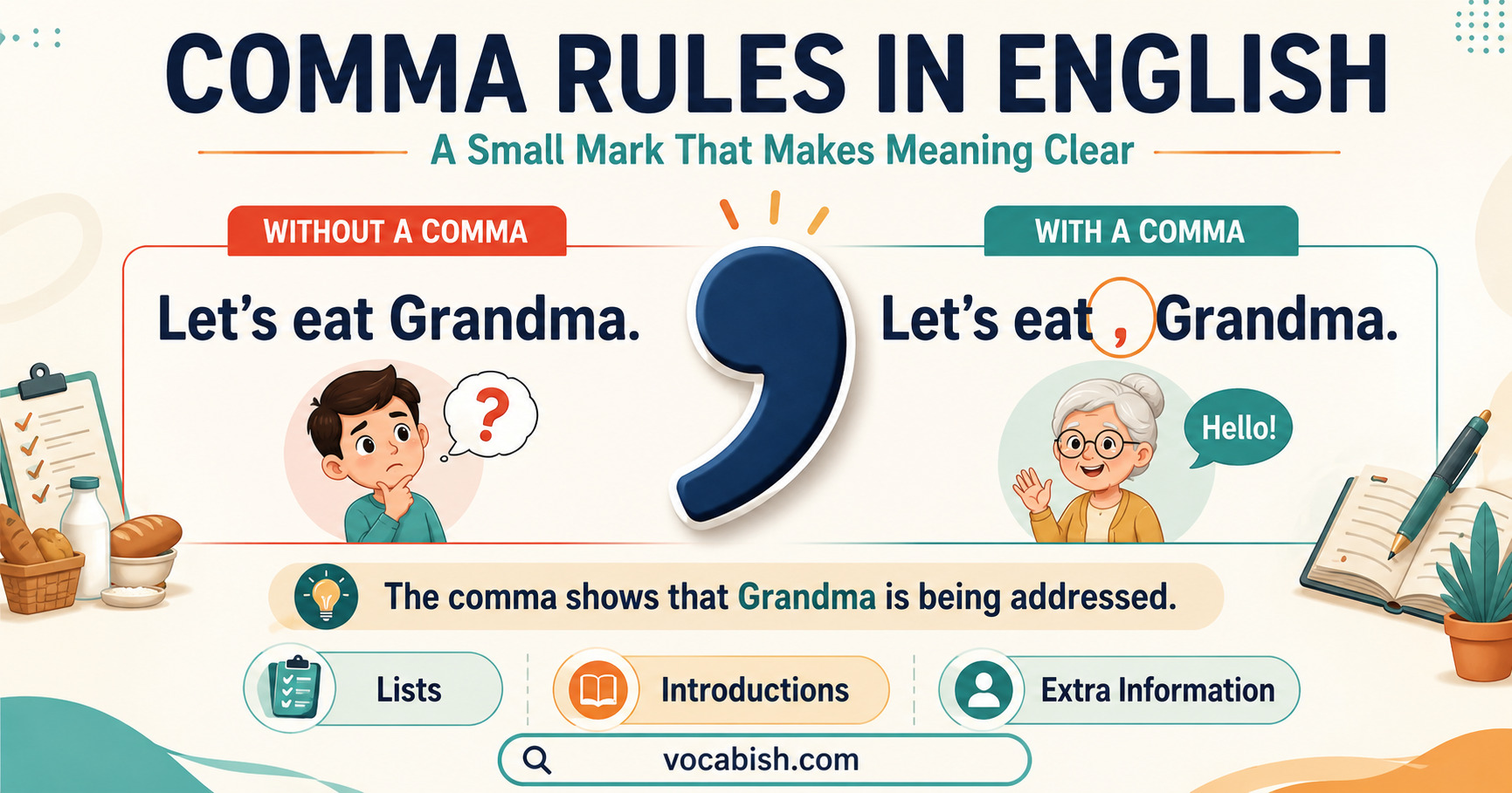 Rules of a Comma Punctuation in English