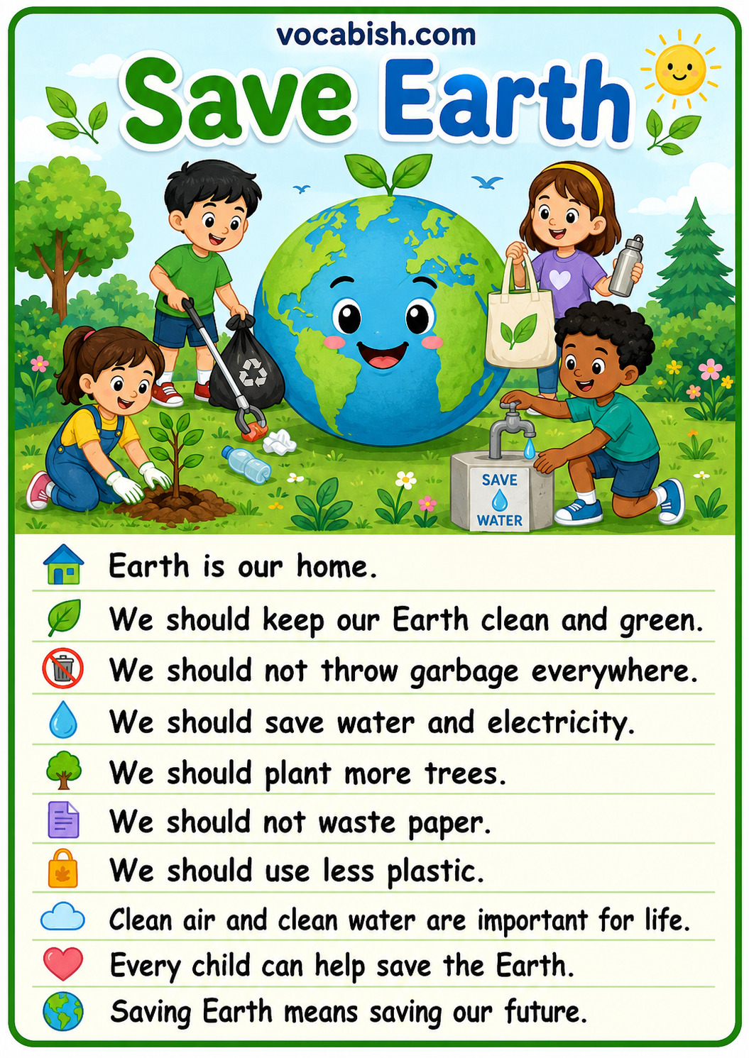 Save Earth Paragraph for Kids