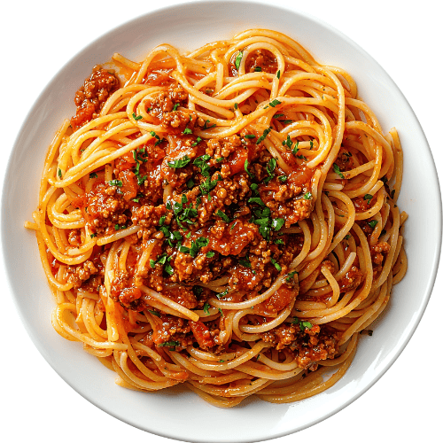 Spaghetti pasta with long, round, medium-thick strands.