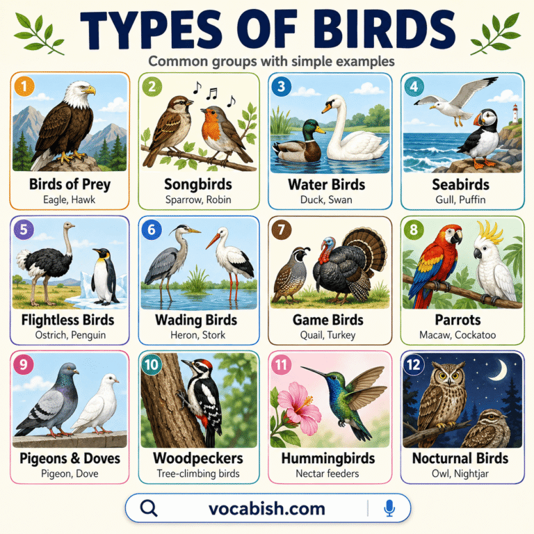 Types of Birds Explained with Names and Groups