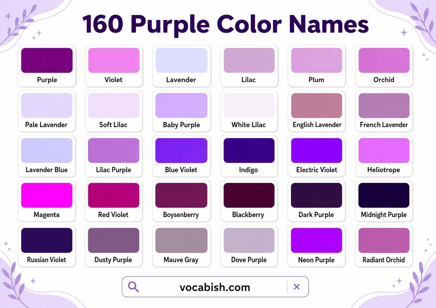 160 Purple Color Names and Pictures with Codes