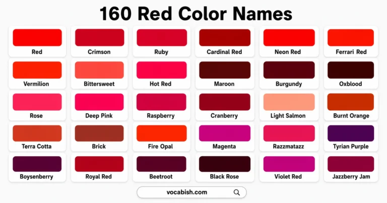 160 Red Color Names and Their Codes with PDF