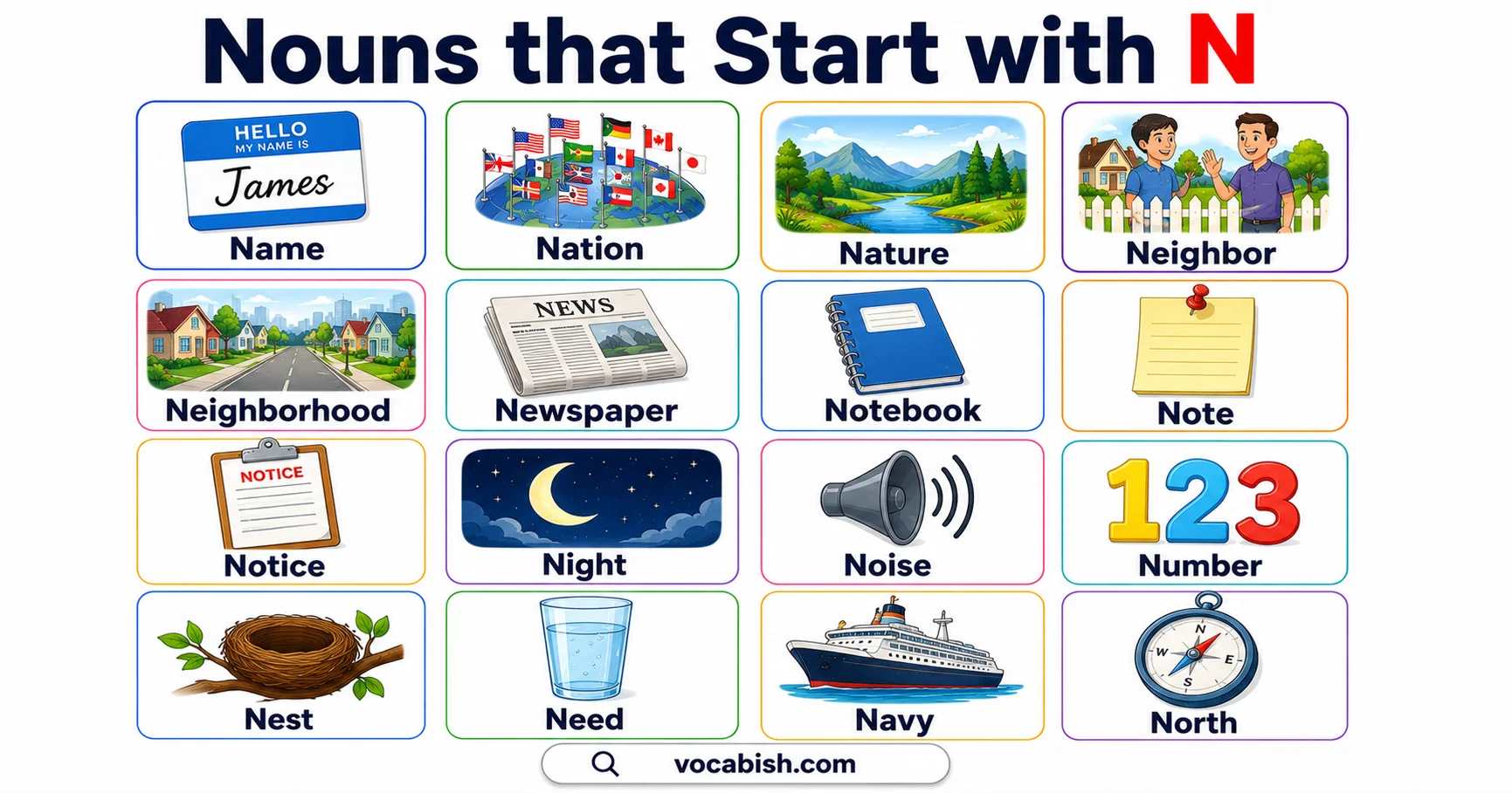 500+ Nouns Starting with N Explained with Their Meanings and Examples in Sentences