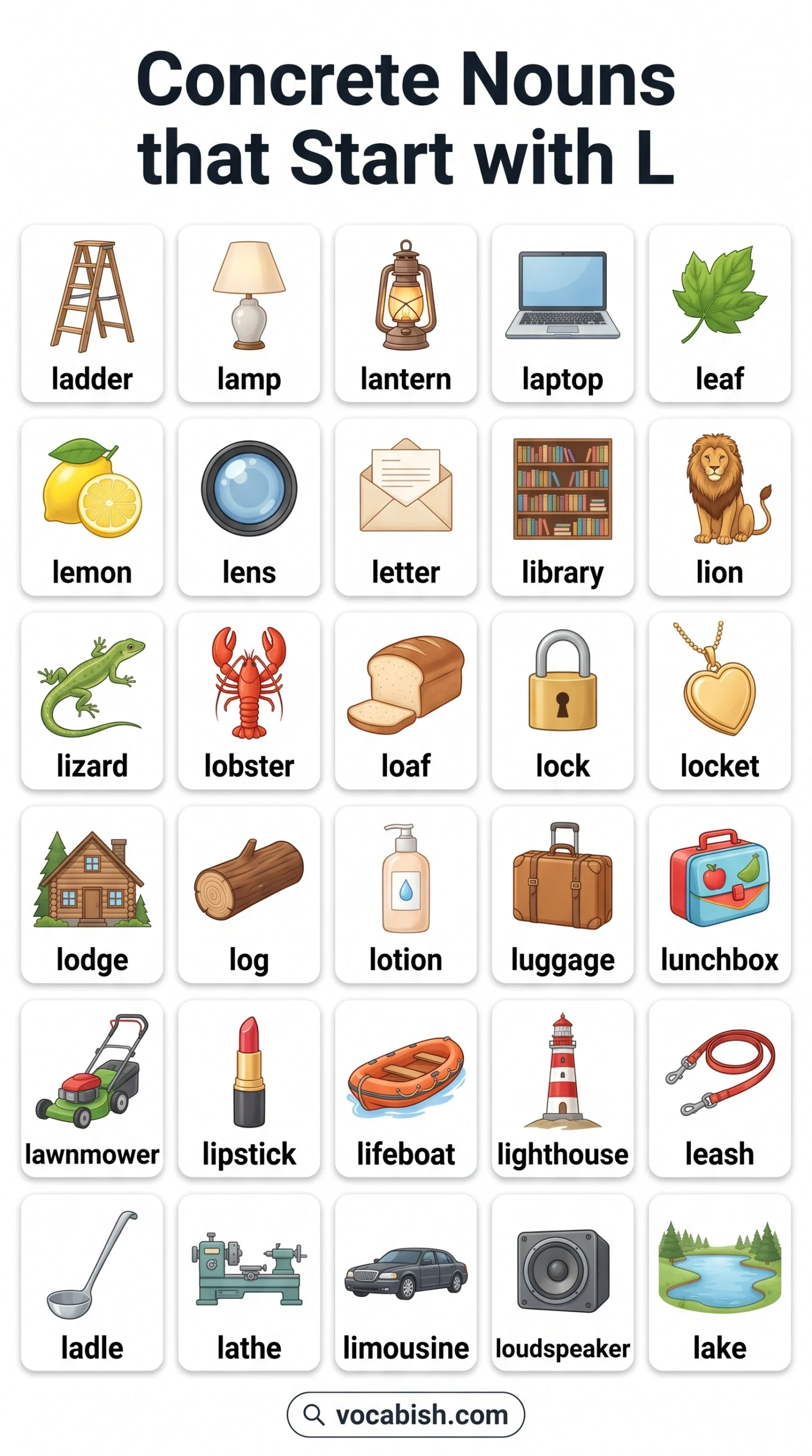 Concrete Nouns that Start with L