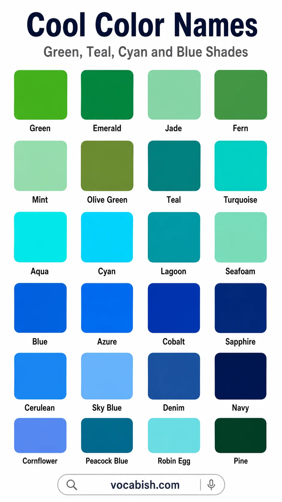 Cool Color Names Chart