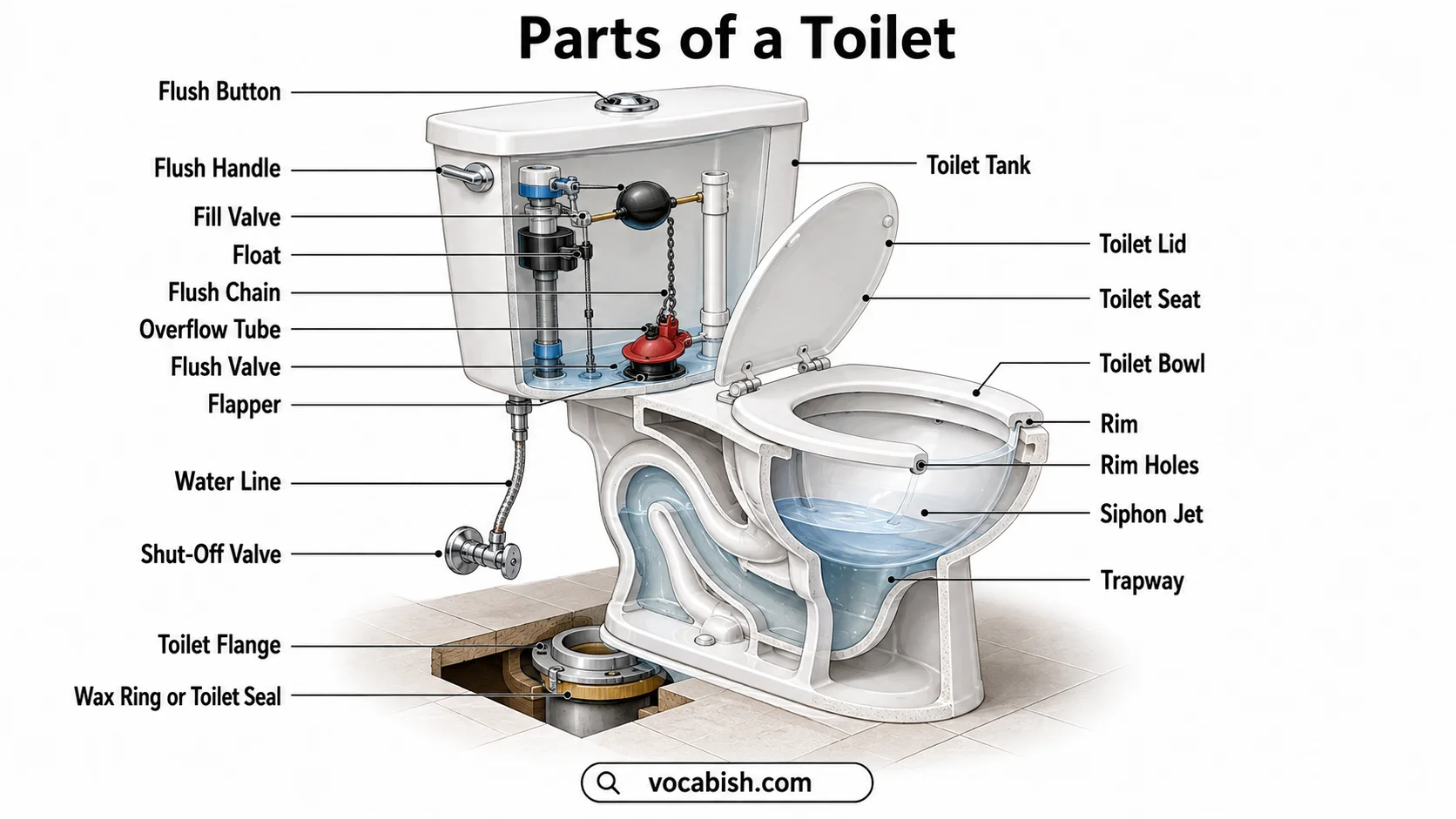 Diagram of the Parts of a Toilet