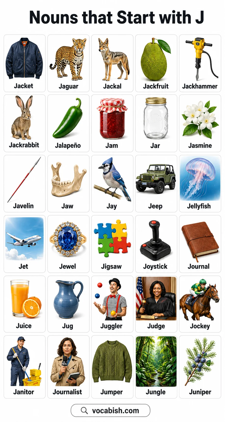 English Nouns Starting With J and Their Pictures