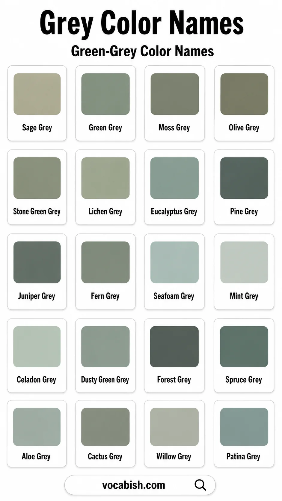 Green-Grey Color Names