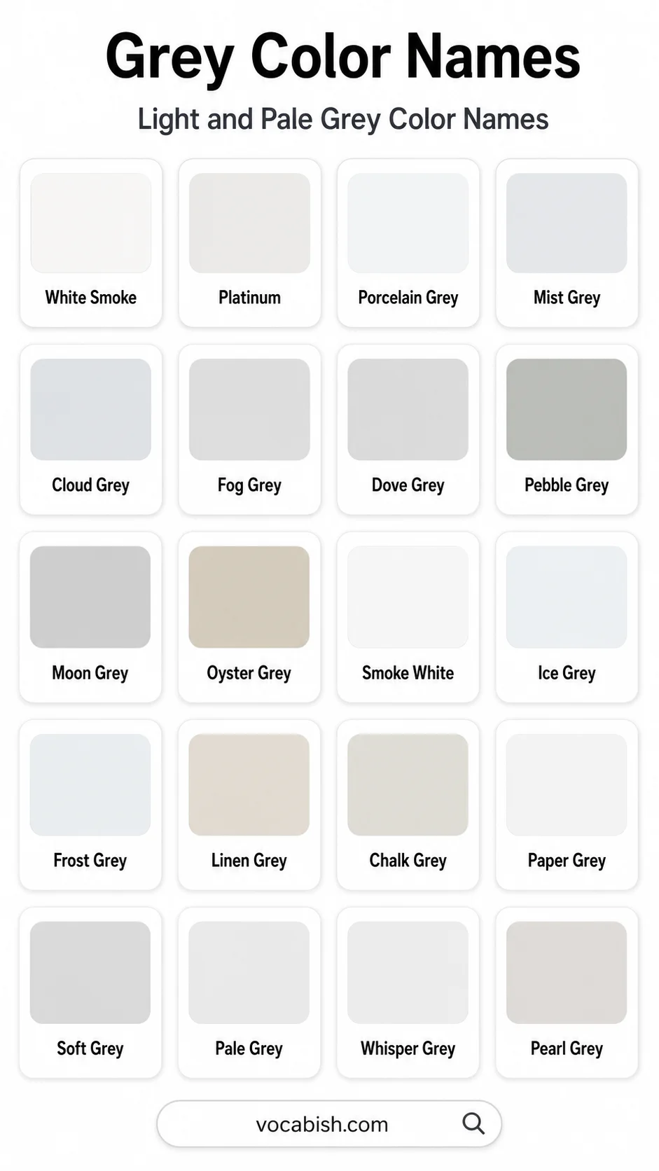Light and Pale Grey Color Names