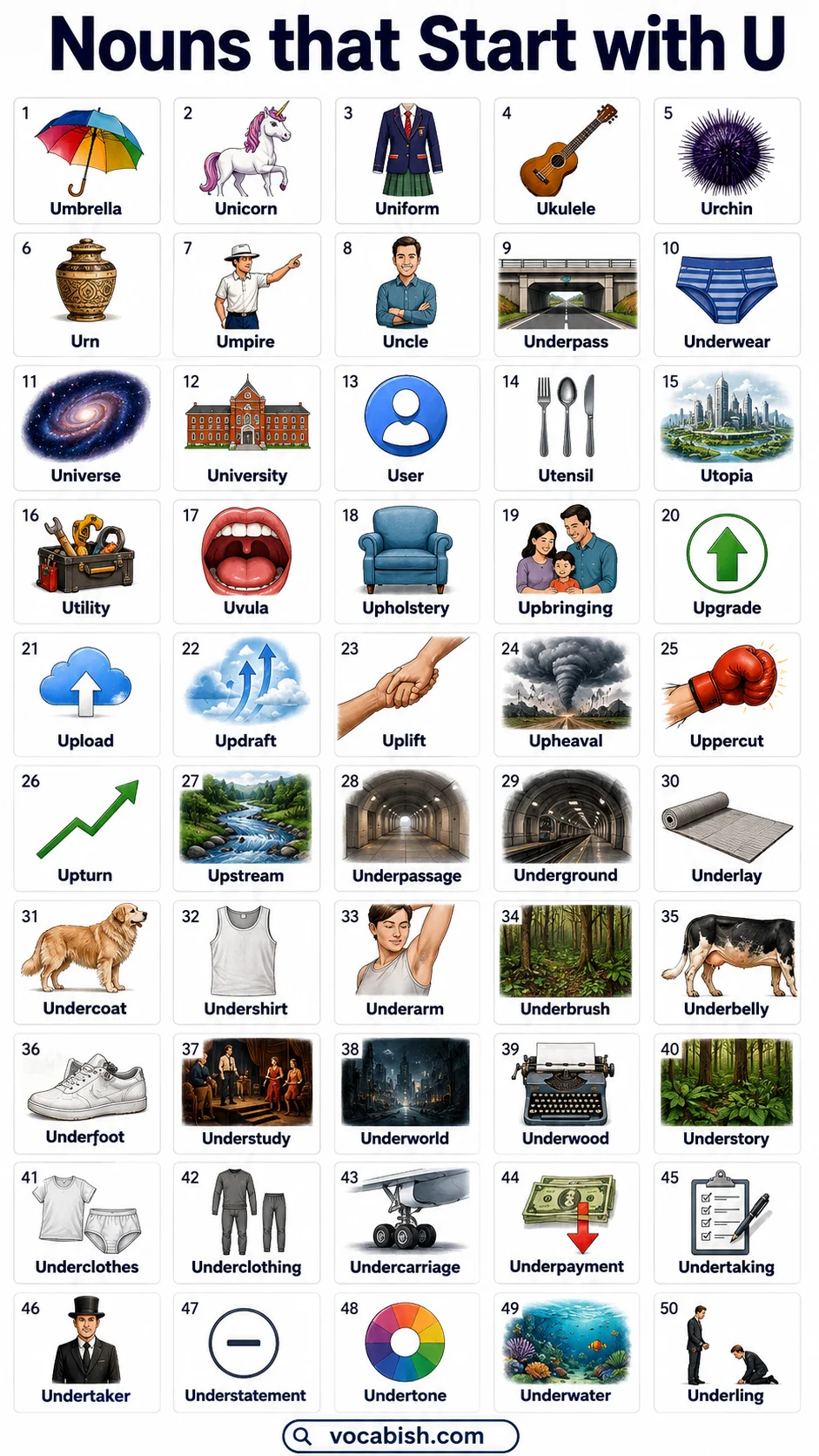 List of Noun Words Beginning with U