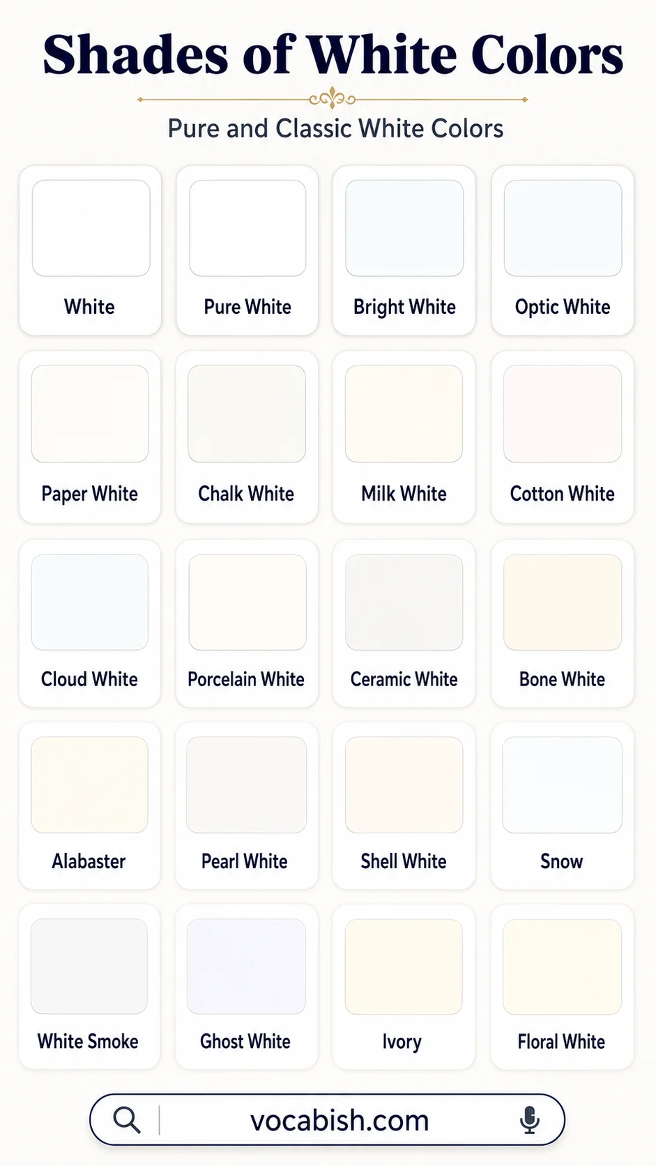 Names of Pure and Classic White Colors
