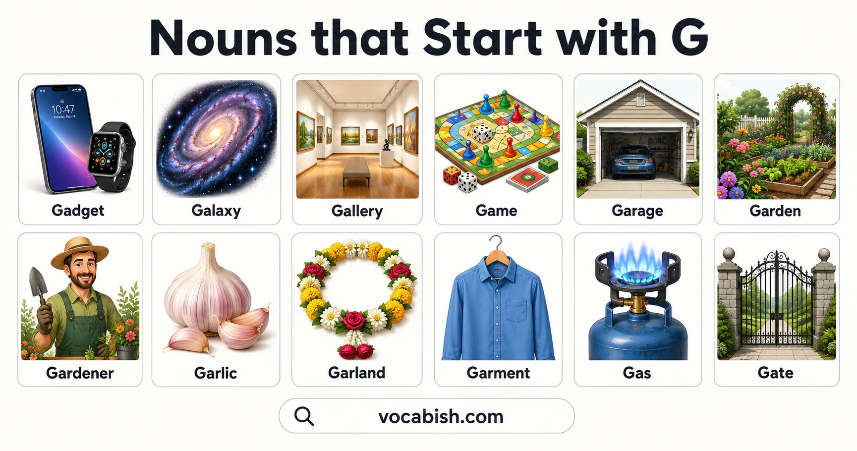 Nouns Start with the Letter G
