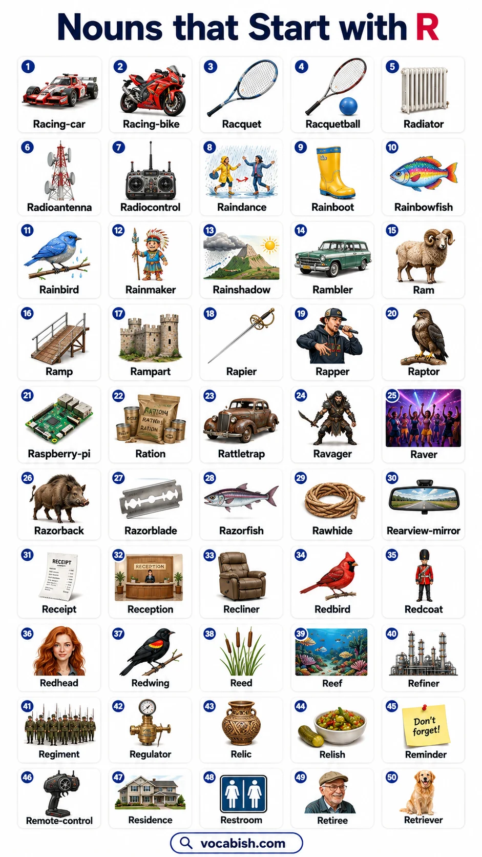 Nouns Starting with R with Pictures