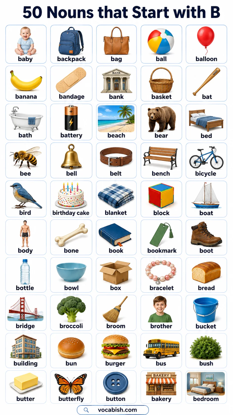 Nouns that Start with B with Pictures