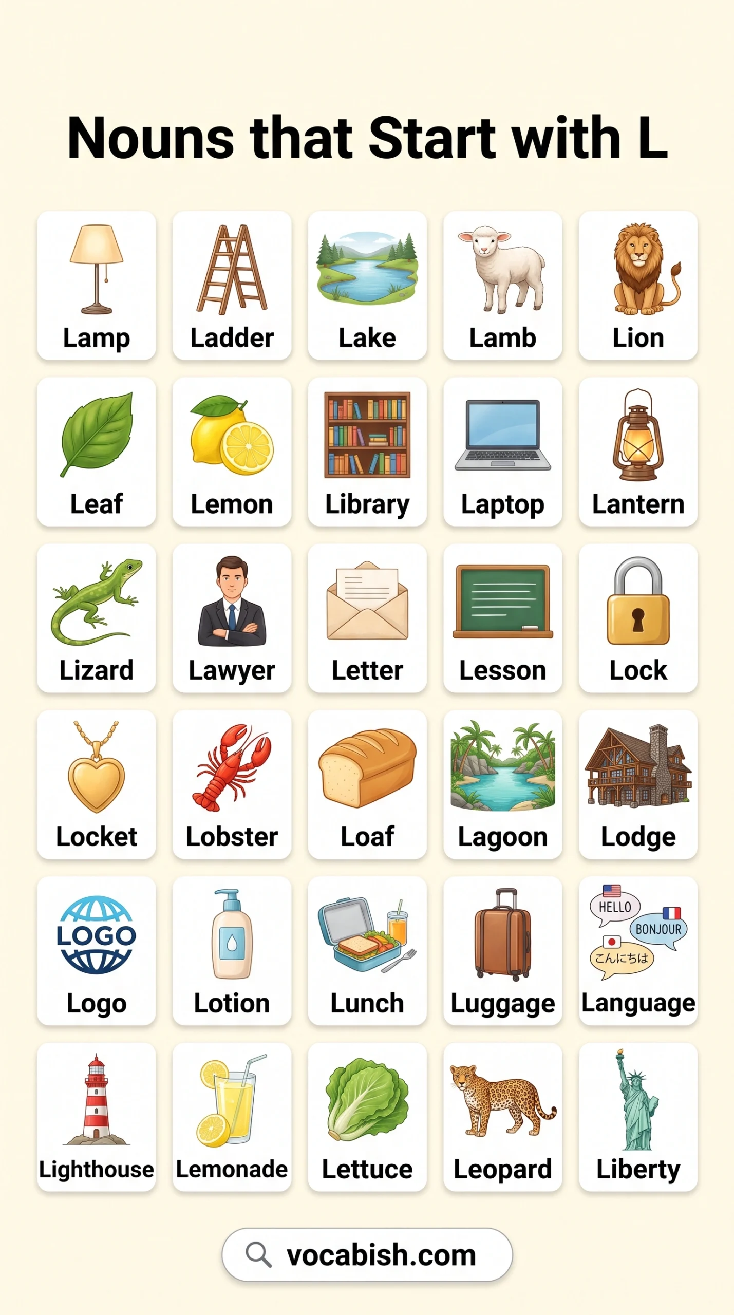 Nouns that Start with L and Their Pictures