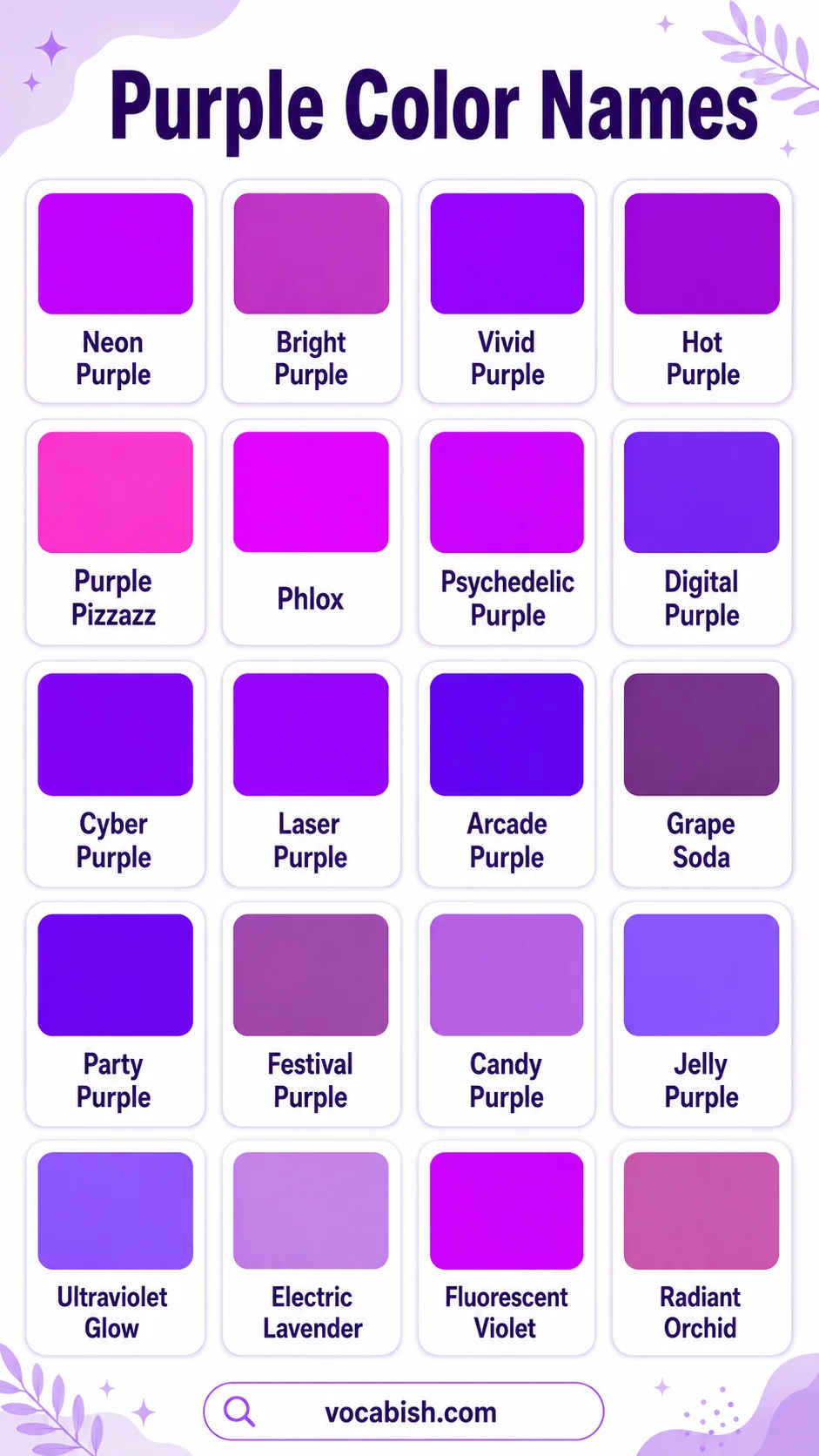 Purple Colors Name and Codes
