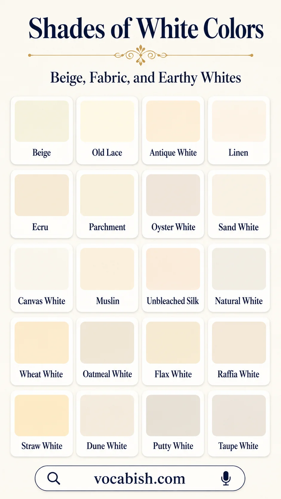 Shades of Beige, Fabric, and Earthy Whites