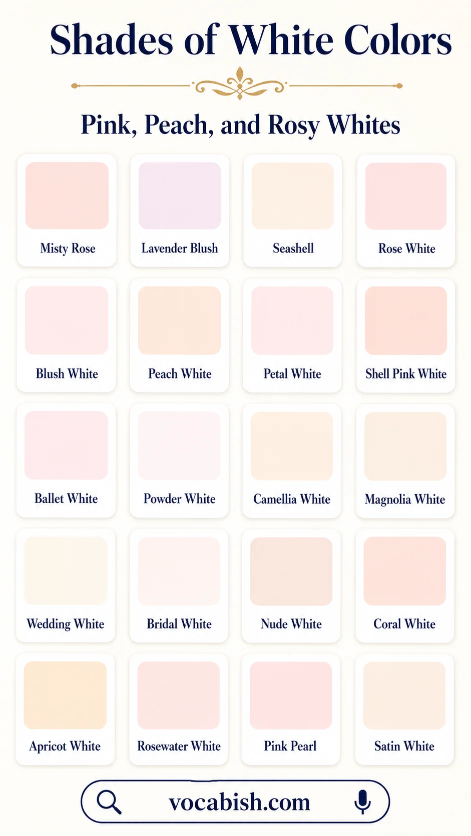 Shades of Pink, Peach, and Rosy Whites
