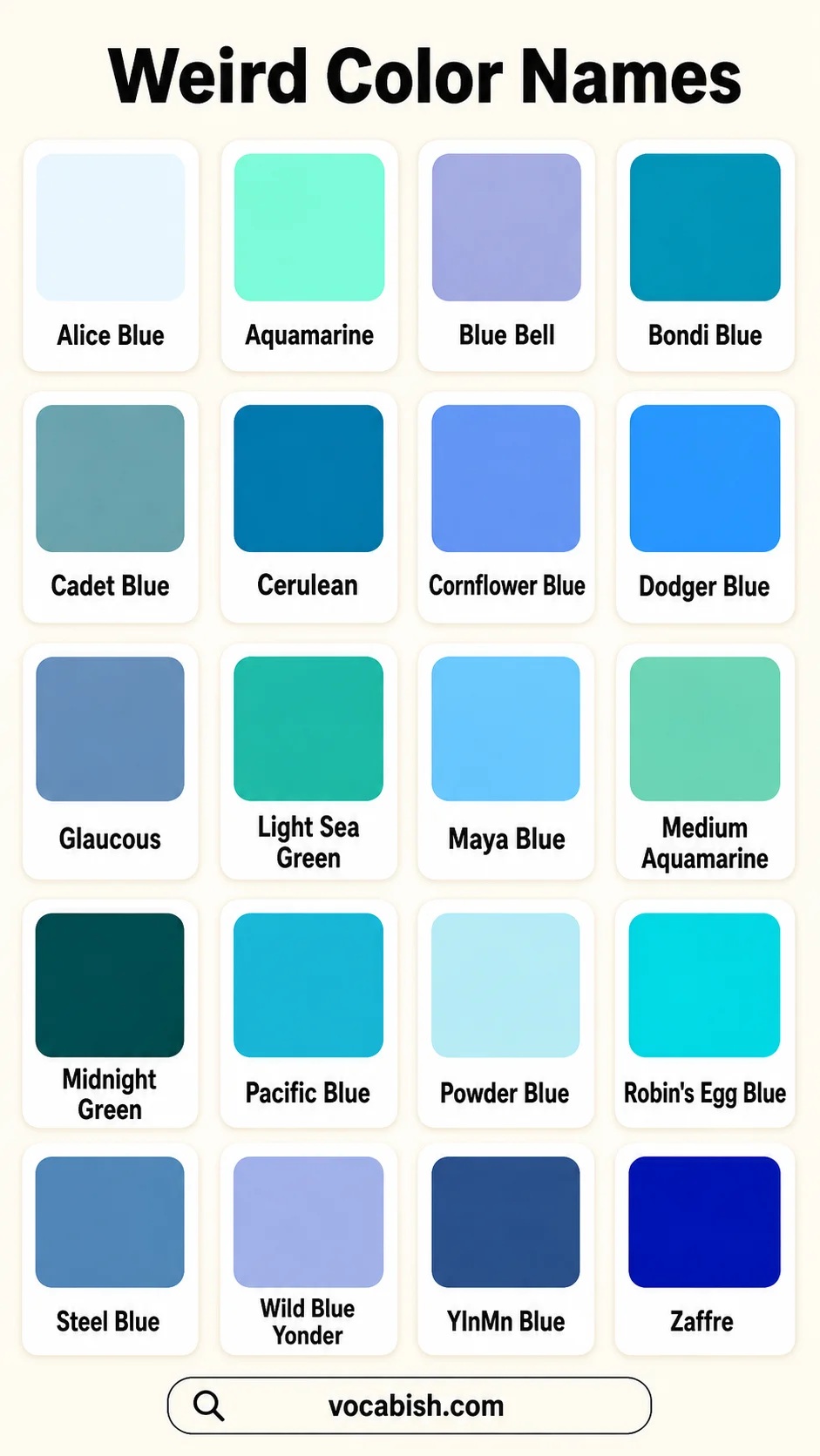 Weird Blue and Teal Color Names