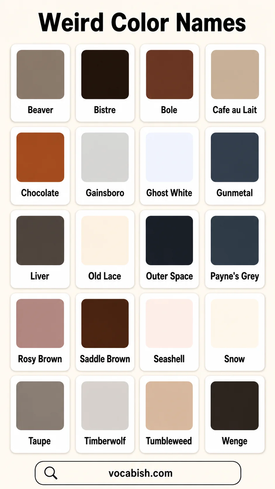 Weird Brown, Gray, and White Color Names