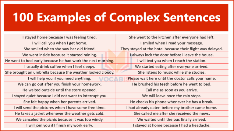 100 Examples of Complex Sentences