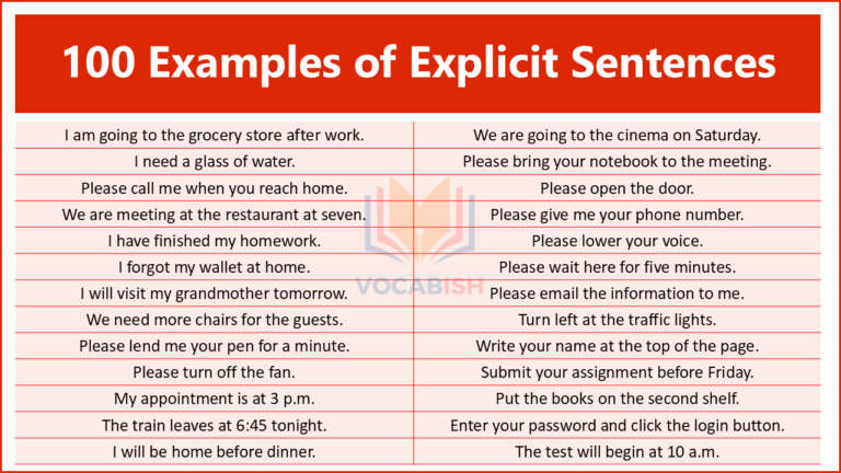 100 Examples of Explicit Sentences