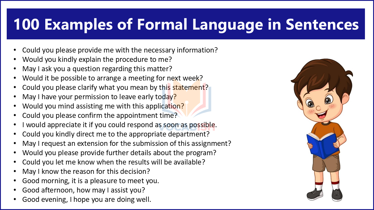 100 Examples of Formal Language in Sentences
