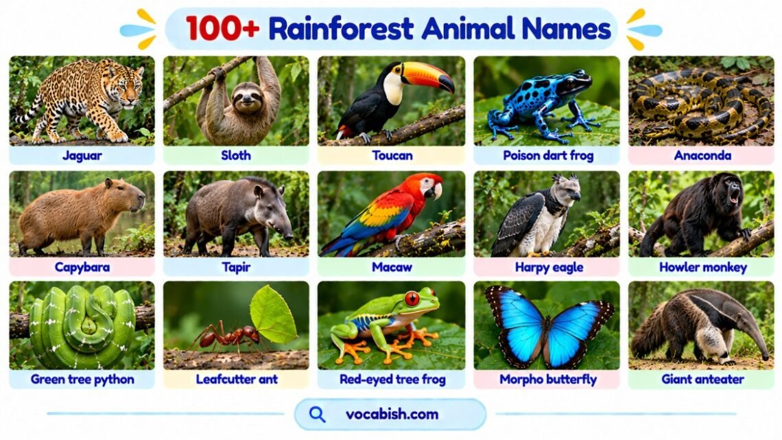 100+ Rainforest Animal Names with Pictures and Facts